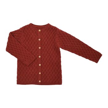 Cardigan Victoire tricot chataigne 100% laine - enfant 2