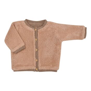 Cardigan Victoire tricot laine réversible moumoute beige chiné - bébé 2