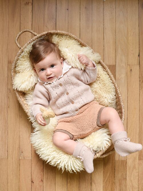 Cardigan Victoire tricot poudré 100% laine - bébé