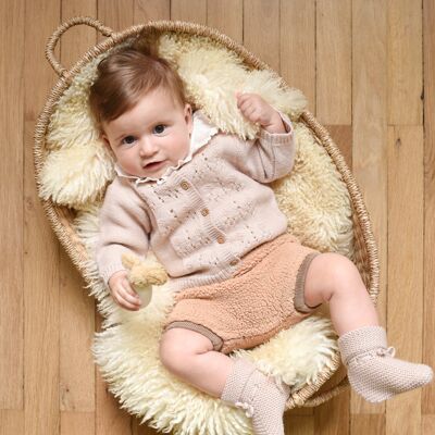 Cardigan Victoire tricot poudré 100% laine - bébé