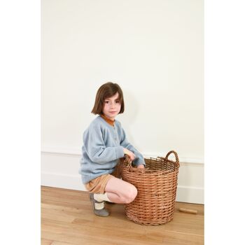 Cardigan Victorien tricot bleu chiné 100% laine - enfant 1