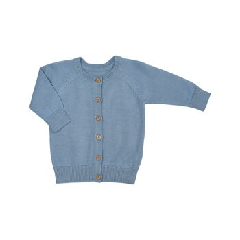 Cardigan Victorien tricot bleu chiné 100% laine - bébé 2