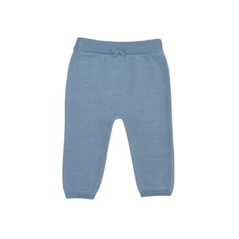 Pantalon Léandre tricot bleu chiné 100% laine 2