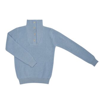 Pull Clotaire tricot bleu chiné 100% laine 2