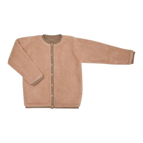 Cardigan Victoire tricot laine réversible moumoute beige chiné - femme