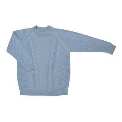 Pull Malo tricot bleu chiné 100% laine femme