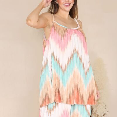 Colour zig-zag pleated set