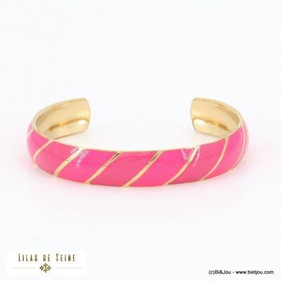 Bracciale bangle aperto vintage in acciaio con strisce smaltate 0222142