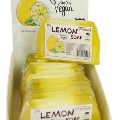 Espositore con 12 saponette al limone 10 x 6,7 cm 100 gr