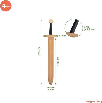 WOODSY ® bouclier et épée enfants longueur 57,5 cm | Épée en bois véritable 2