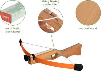 Arbalète Enfants | Jouet en bois avec 3 flèches, carquois et cible 2