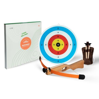 Set with crossbow, 3 arrows with suction cup, quiver and target