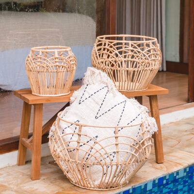 basket | plant basket | Laundry basket round beige RAHINA made of rattan (3 sizes)