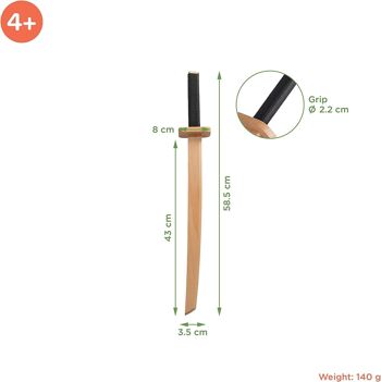 Épée de samouraï enfants longueur 58 cm | Épée Ninja Épée en bois pour enfants Épée pour enfants 3