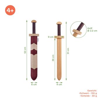 Ensemble : petite épée (52 cm) avec fourreau et bouclier rond 2