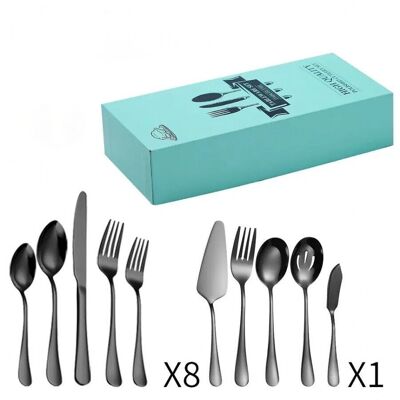Cutlery set of 45 pieces made of high ​quality stainless steel in black MB-2684