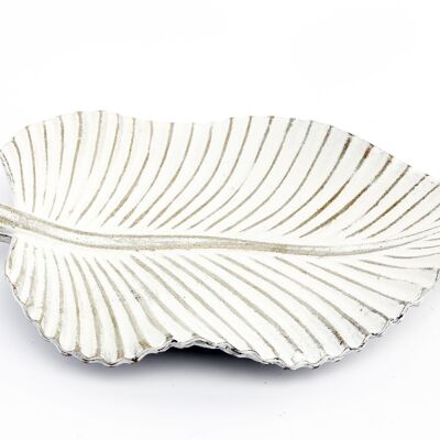 Plateau Feuille Blanc Antique