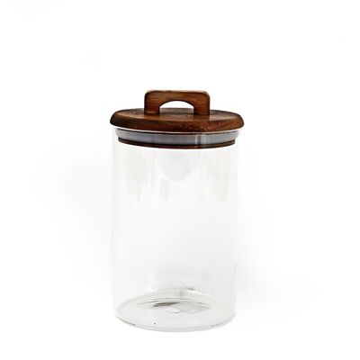 Pot de conservation en verre avec couvercle en acacia 1,2 L