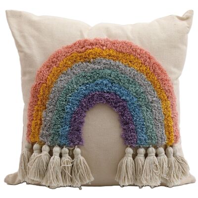Rainbow Tassel Square Scatter Cushion