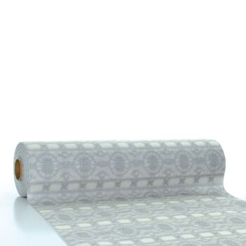 Chemin de table Stefanie en beige-gris en Linclass® Airlaid 40 cm x 24 m, 1 pièce 1