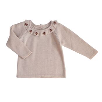 Pull Diana tricot rose poudré 100% laine - enfant 2