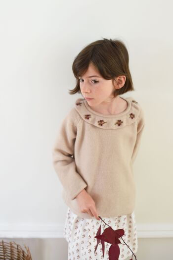 Pull Diana tricot rose poudré 100% laine - enfant 1