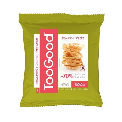TOOGOOD - 25 gr bag of Soy and Potato Popped Snacks - Tomato and Herb Flavor - For a light and tasty Aperitif