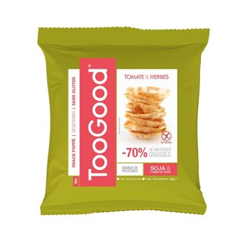 TOOGOOD - Sachet de 25 gr de Snacks poppés au Soja et à la Pomme de terre - Saveur Tomate et Herbes - Pour un Apéro léger et Savoureux 1