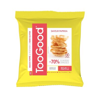 TOOGOOD - 25 gr bag of Soy and Potato Popped Snacks - Paprika Flavor - For a light and tasty Aperitif
