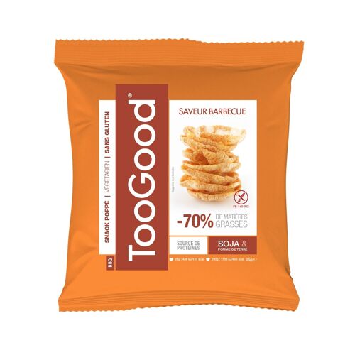 TOOGOOD - Sachet de 25 gr de Snacks poppés au Soja et à la Pomme de terre - Saveur Barbecue - Pour un Apéro léger et Savoureux