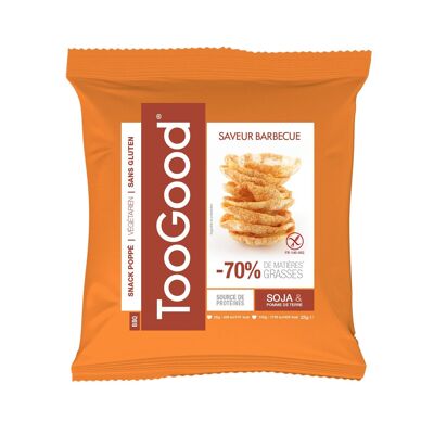 TOOGOOD - 25 gr bag of Soy and Potato Popped Snacks - Barbecue Flavor - For a light and tasty Aperitif
