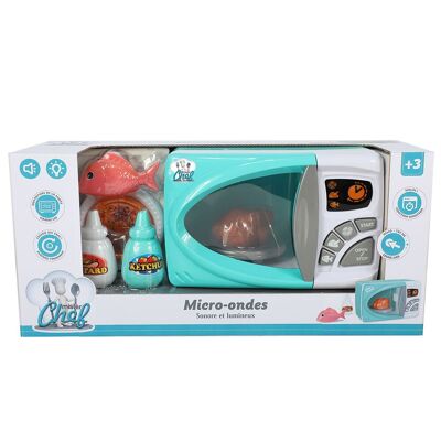 Microondas Electrónico + Comida - Juego Imitación - Juguete de Cocina para Niños - A partir de 3 años - MISTER CHEF 703300