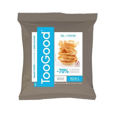 TOOGOOD - Bag of 25 gr of Popped Soy and Potato Snacks - Salt and Pepper Flavor - For a Light and Tasty Aperitif