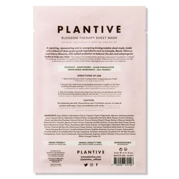 Masque en feuille biodégradable Plantive Blossom Therapy 🌸 2