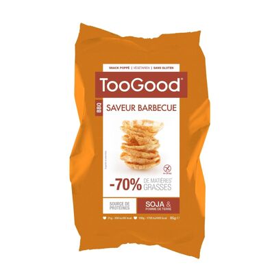 TOOGOOD - 85 gr bag of Soy and Potato Popped Snacks - Barbecue Flavor - For a light and tasty Aperitif