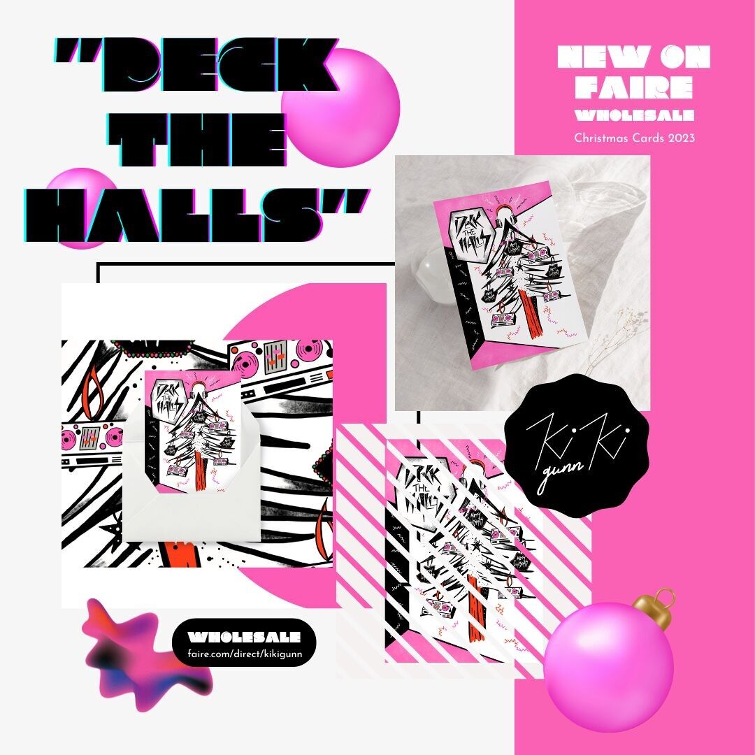 DECK THE HALLS – DJ Decks Weihnachtsbaum. Weihnachtskarte. A6