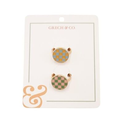 Enamel Rings-Kids set of 2 pairs - Checks