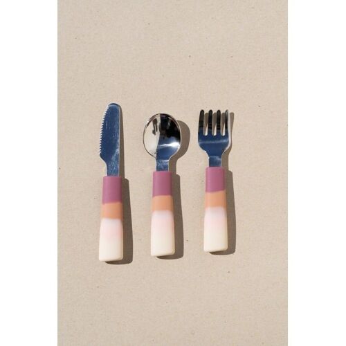 3 Piece Cutlery Set | Color Splash Collection - Mauve Rose Ombre