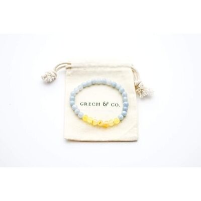 Adult Amber Bracelet 18 cm - Aquamarine, Raw Lemon
