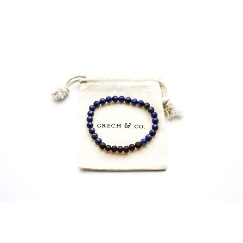 Adult Amber Bracelet 18 cm - Lapis Lazuli + Raw Cherry