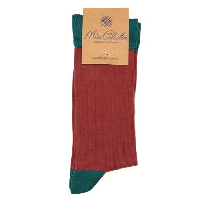 Miss Cuba-Evergreen Ribbed Low Cane Sock