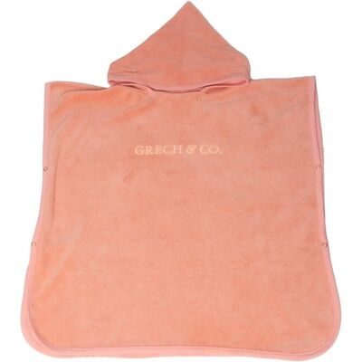 Poncho de bain | GOTS - Corail Rouge