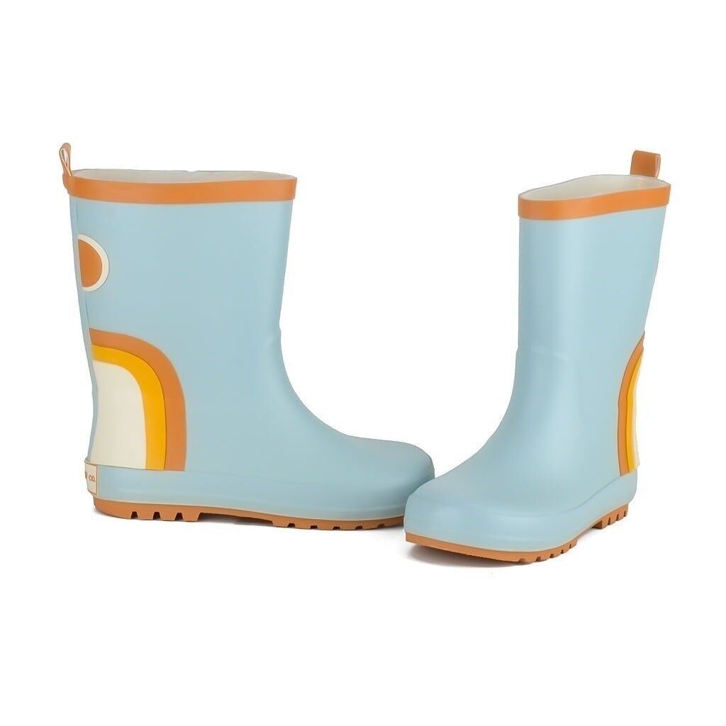 Orange and 2024 blue rain boots