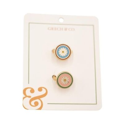 Enamel Rings-Kids set of 2 pairs - Flower