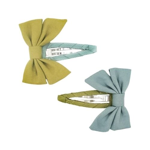 Fable Bow | Hair Clips - Chartreuse + Sky Blue | Set of 2