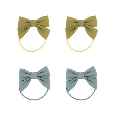 Fable Bow | Ponies - Chartreuse + Sky Blue | Set of 4