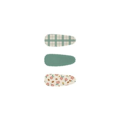 Fabric Snap Clips | Set of 3 - Fern Plaid + Sunset Meadow