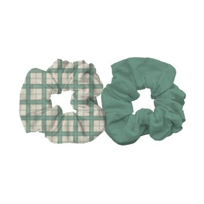 Hair Scrunchies | set of 2 - Fern Plaid