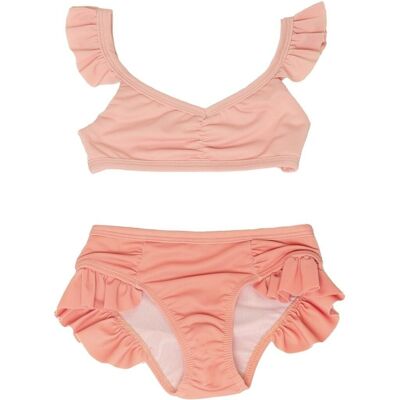 Bikini a vita alta | Costume da bagno riciclato UPF 50+ - Blush Bloom, Coral Rouge
