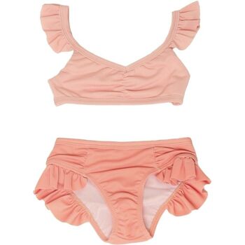 Bikini taille haute | Maillot de Bain UPF 50+ Recyclé - Blush Bloom, Coral Rouge 1